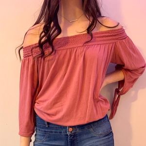 Pink Rose Off the Shoulder Top